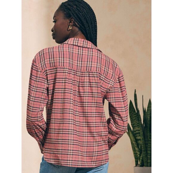 Faherty Olli Top In Red Mountain View Plaid Womens Size Large L Preppy Casual - Picture 4 of 14